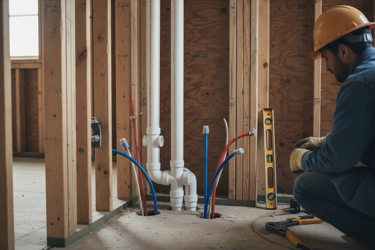 Drain and supply rough-in during Sump Pump Repair in Eureka